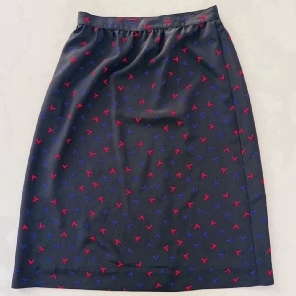 Vintage 80s Sasson Black Heart Printed Mini Skirt 10